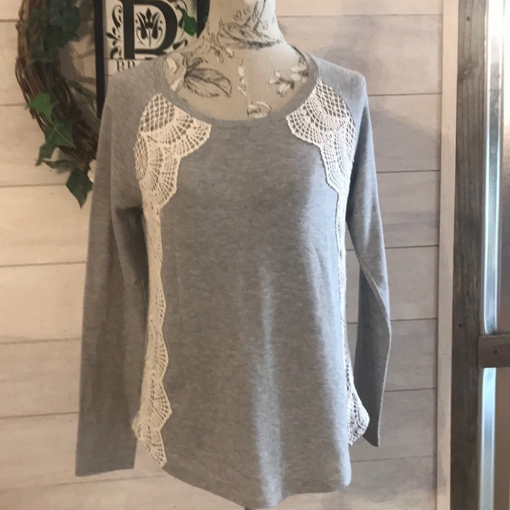 EYESHADOW Gray Long Sleeve Top S